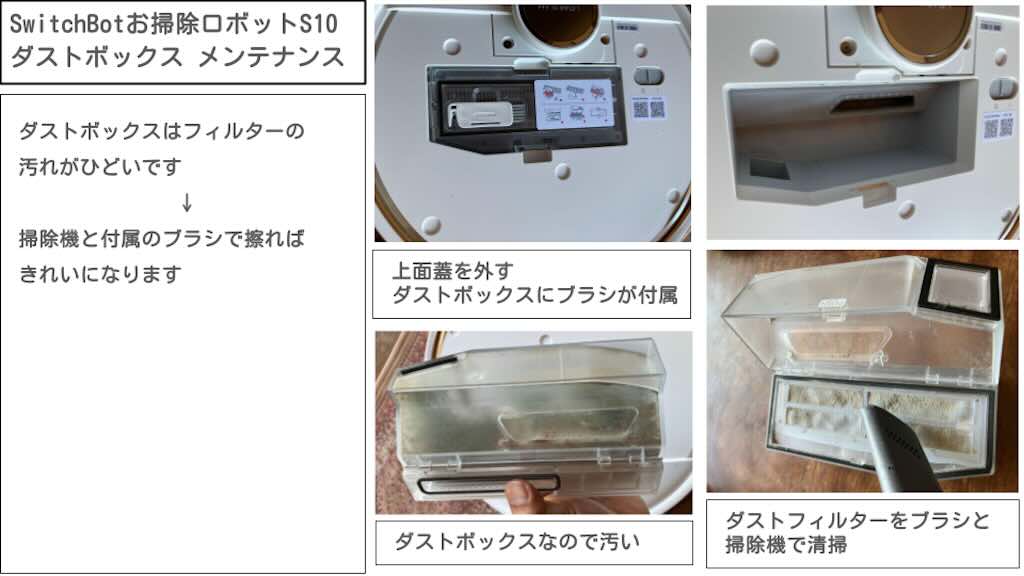 SwitchBotお掃除ロボットS10ダストボックスのメンテナンス